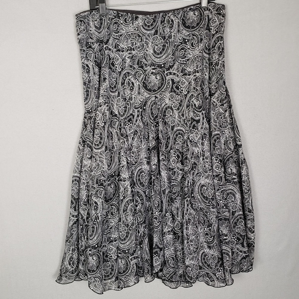 Newsworthy Size XL Pleated Ruffle Midi Skirt Black Paisley Broomstick Witchy Y2K